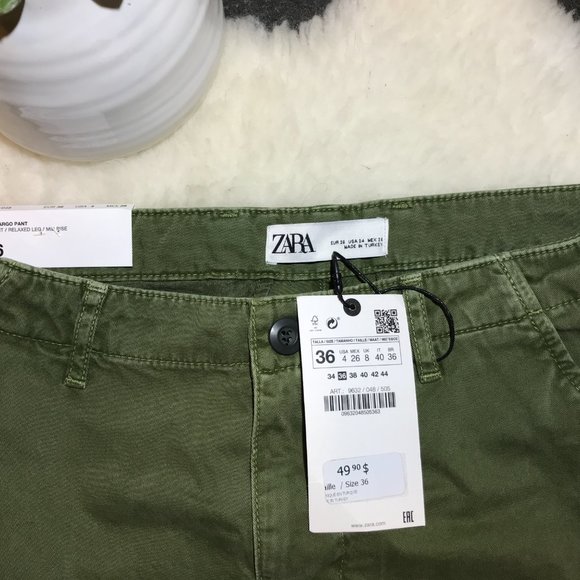 ZARA The Cargo Pant in Forest Khaki sz 4 NWT - Picture 3 of 7